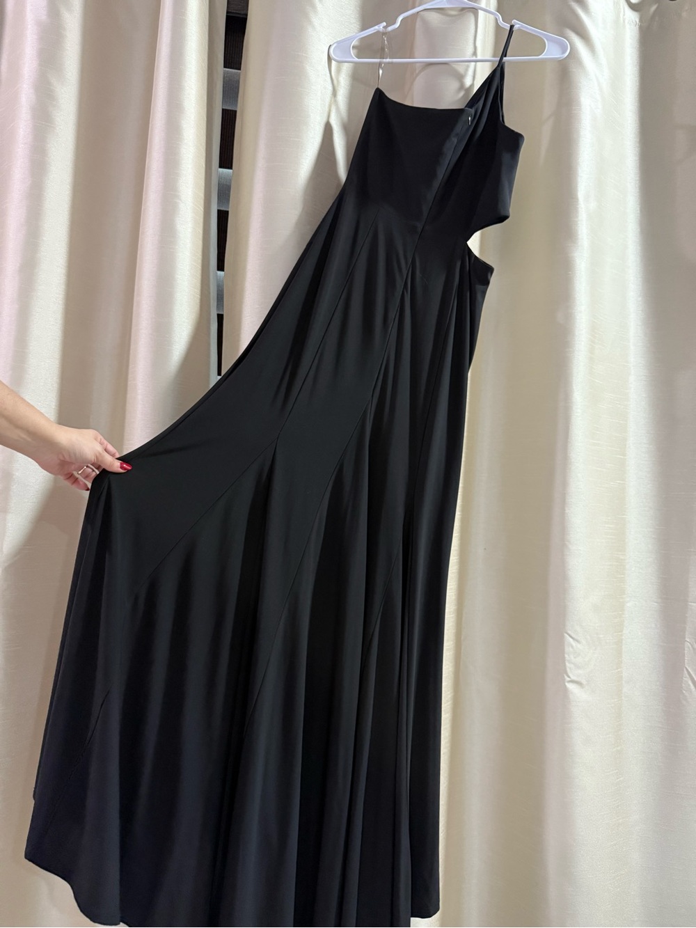 Black Asymmetric One Shoulder Cutout Formal Dress